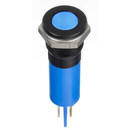 1 pcs - RS PRO Blue Panel Mount Indicator, 12V dc, 12mm Mounting Hole Size, Faston, Solder Lug Termination, IP67