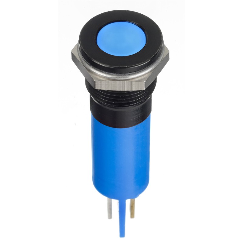 1 pcs - RS PRO Blue Panel Mount Indicator, 12V dc, 12mm Mounting Hole Size, Faston, Solder Lug Termination, IP67