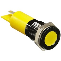 1 pcs - RS PRO Yellow Panel Mount Indicator, 12V dc, 14mm Mounting Hole Size, Solder Tab Termination, IP67