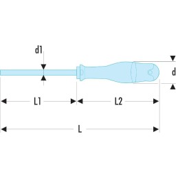 1 pcs - Facom Slotted Screwdriver, 6.5 mm Tip, 125 mm Blade, 245 mm Overall
