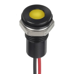 1 pcs - RS PRO Yellow Panel Mount Indicator, 1.8 - 3.3V dc, 8mm Mounting Hole Size, Lead Wires Termination, IP67