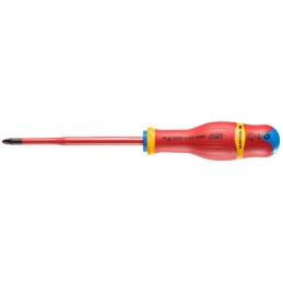 1 pcs - Facom Pozidriv Insulated Screwdriver, PZ2 Tip, 125 mm Blade, VDE/1000V, 245 mm Overall