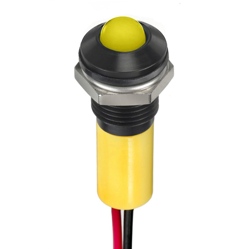1 pcs - RS PRO Yellow Panel Mount Indicator, 2V dc, 8mm Mounting Hole Size, Lead Wires Termination, IP67