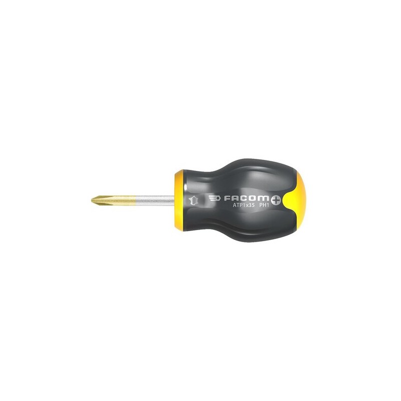 1 pcs - Facom Phillips Stubby Screwdriver, PH1 Tip, 35 mm Blade