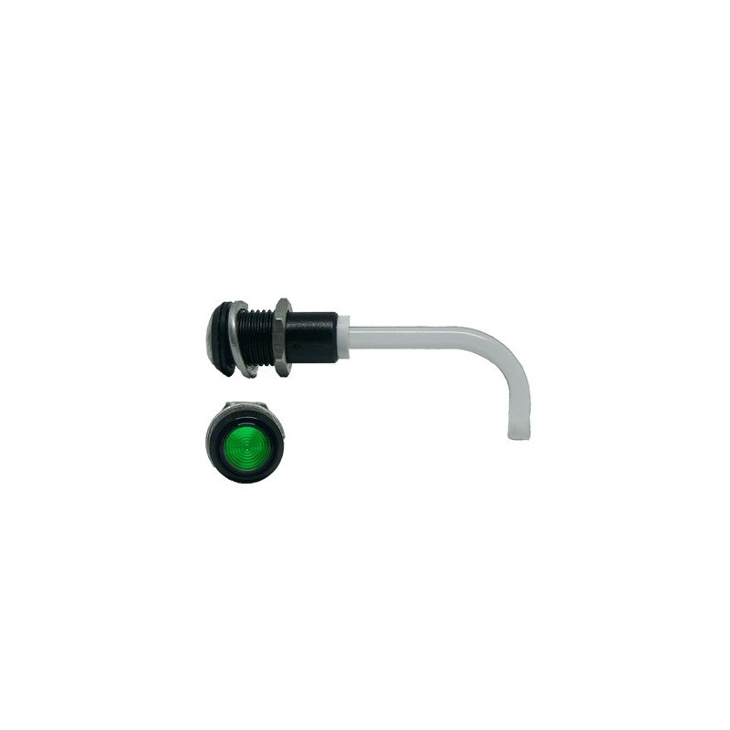 1 pcs - RHD-0900-3000-F9PZG67PR Bivar, Panel Mount Right Angle LED Light Pipe, Green Round Lens