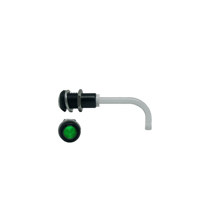 1 pcs - RHD-1100-3500-F9PZG67PR Bivar, Panel Mount Right Angle LED Light Pipe, Green Round Lens