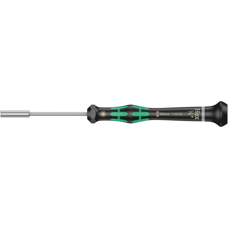 1 pcs - Wera Hexagon Nut Driver, 1/8 in Tip, 60 mm Blade, 157 mm Overall