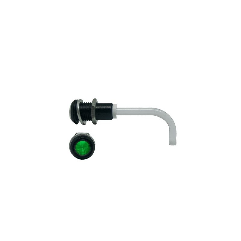 1 pcs - RHD-1100-2500-F9PZG67PR Bivar, Panel Mount Right Angle LED Light Pipe, Green Round Lens