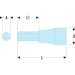1 pcs - Facom 1/2 in Drive Bit Socket, Hex Bit, 4mm, 60 mm Overall Length