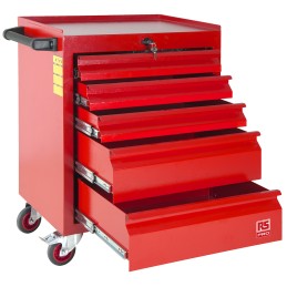 1 pcs - RS PRO 5 drawer Steel Wheeled Tool Chest, 830mm x 630mm x 450mm