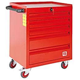 1 pcs - RS PRO 5 drawer Steel Wheeled Tool Chest, 830mm x 630mm x 450mm