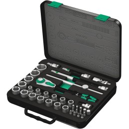 1 pcs - Wera 37-Piece Metric 1/2 in Standard Socket/Bit Set with Ratchet, 6 point, Hex Bit, Phillips Bit, Pozidriv Bit, Torx Bit