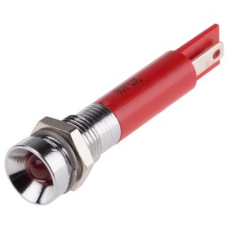 1 pcs - RS PRO Red Panel Mount Indicator, 12V ac, 8mm Mounting Hole Size, Solder Tab Termination