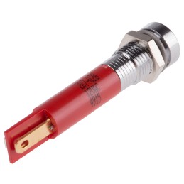 1 pcs - RS PRO Red Panel Mount Indicator, 12V ac, 8mm Mounting Hole Size, Solder Tab Termination