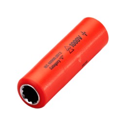 1 pcs - ITL Insulated Tools Ltd 1/4 in Drive 10mm Insulated Deep Socket, 12 point, VDE/1000V, 65 mm Overall Length