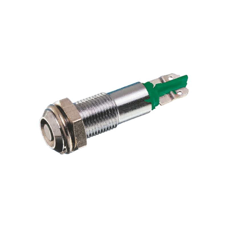 1 pcs - Signal Construct Green Indicator, 20 - 28V, 6mm Mounting Hole Size, Lead Wires Termination