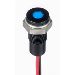 1 pcs - RS PRO Blue Panel Mount Indicator, 10.8 - 13.2V dc, 6mm Mounting Hole Size, Lead Wires Termination, IP67