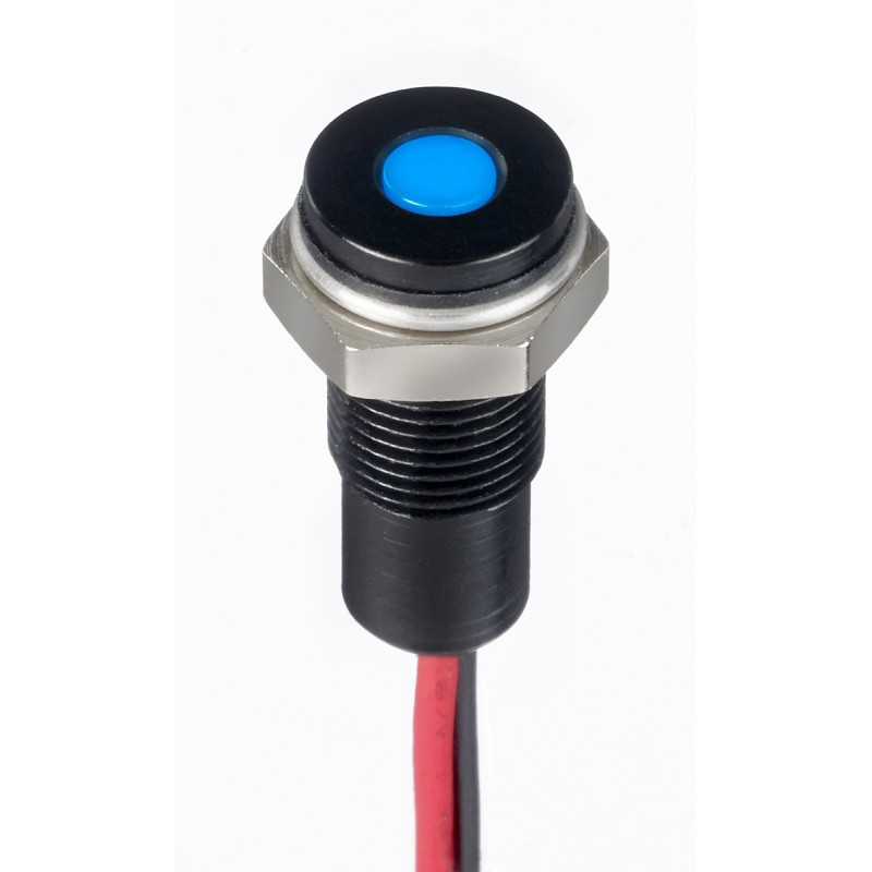 1 pcs - RS PRO Blue Panel Mount Indicator, 10.8 - 13.2V dc, 6mm Mounting Hole Size, Lead Wires Termination, IP67