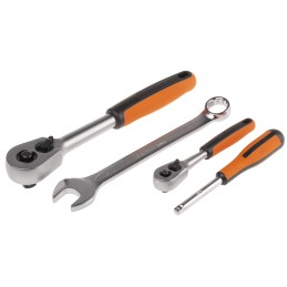 1 pcs - Bahco 108-Piece Metric 1/2 in, 1/4 in Deep Socket/Standard Socket/Spanner/Allen Key/Bit Set with Ratchet, 6 point,