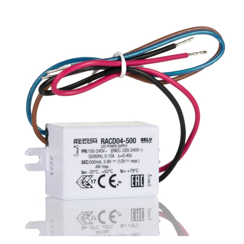 1 pcs - Recom LED Driver, 3 - 8V dc Output, 4W Output, 500mA Output, Constant Current