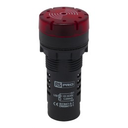 1 pcs - RS PRO, Panel Mount Red LED Pilot Light, 22mm Cutout, IP30, Round, 12V ac/dc