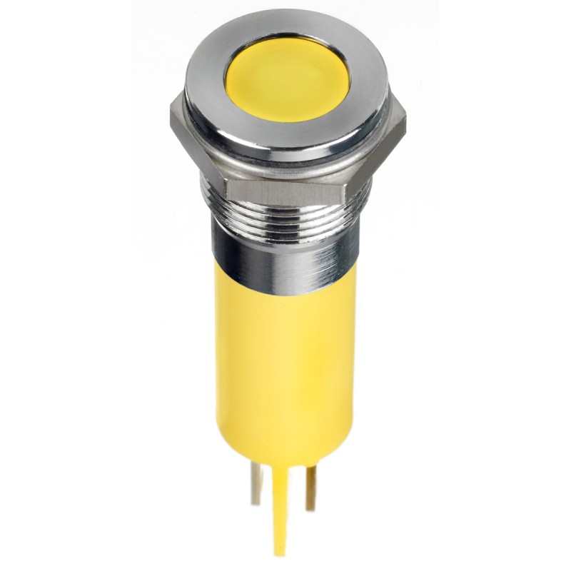 1 pcs - RS PRO Yellow Panel Mount Indicator, 24V dc, 14mm Mounting Hole Size, Faston, Solder Lug Termination, IP67