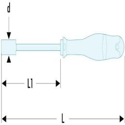 1 pcs - Facom Hexagon Nut Driver, 6.35 mm Tip, 75 mm Blade, 180 mm Overall