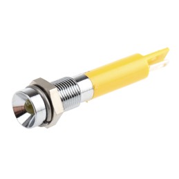 1 pcs - RS PRO Yellow Panel Mount Indicator, 24V dc, 6mm Mounting Hole Size, Solder Tab Termination