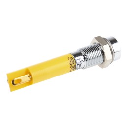 1 pcs - RS PRO Yellow Panel Mount Indicator, 24V dc, 6mm Mounting Hole Size, Solder Tab Termination