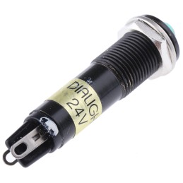 1 pcs - Dialight Green Indicator, 24V dc, 9mm Mounting Hole Size, Solder Tab Termination