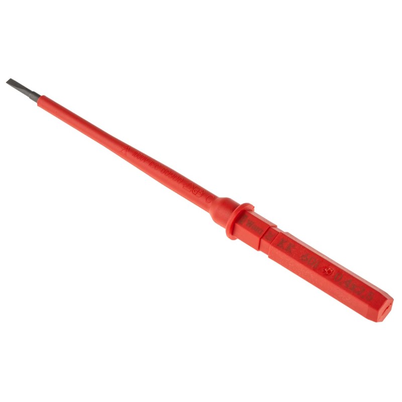 1 pcs - Wera Slotted Insulated Screwdriver Blade, 2.5 x 0.4 mm Tip, 154 mm Blade, VDE/1000V, 154 mm Overall