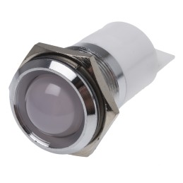 1 pcs - RS PRO White Panel Mount Indicator, 22mm Mounting Hole Size, Solder Tab Termination