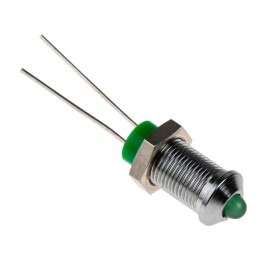 1 pcs - RS PRO Green Panel Mount Indicator, 2V dc, 6mm Mounting Hole Size, Lead Pin Termination