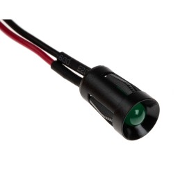 1 pcs - RS PRO Green Panel Mount Indicator, 24V dc, 8mm Mounting Hole Size, Lead Wires Termination