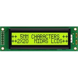 1 pcs - Midas MC22005A6W-SPTLY-V2 Alphanumeric LCD Alphanumeric Display, 2 Rows by 20 Characters