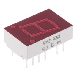 1 pcs - 5082-7653-DE000 Broadcom 7-Segment LED Display, CC Red 1.1 mcd RH DP 10.9mm
