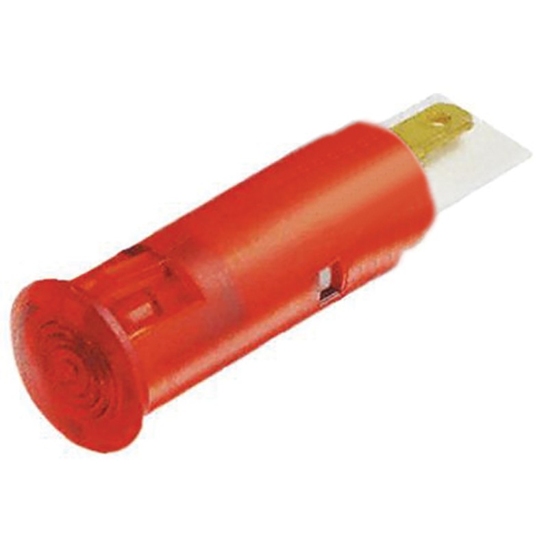 1 pcs - Signal Construct Red Panel Mount Indicator, 12 - 14V, 6mm Mounting Hole Size, Solder Tab Termination