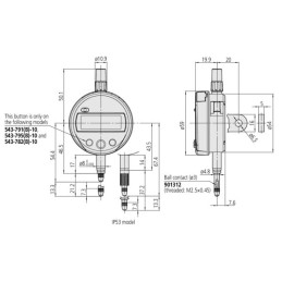 1 pcs - Mitutoyo 543-782-10Imperial, Metric Plunger Digital Indicator, 12.7 mm Measurement Range, 0.01 mm Resolution , ±0.02 mm