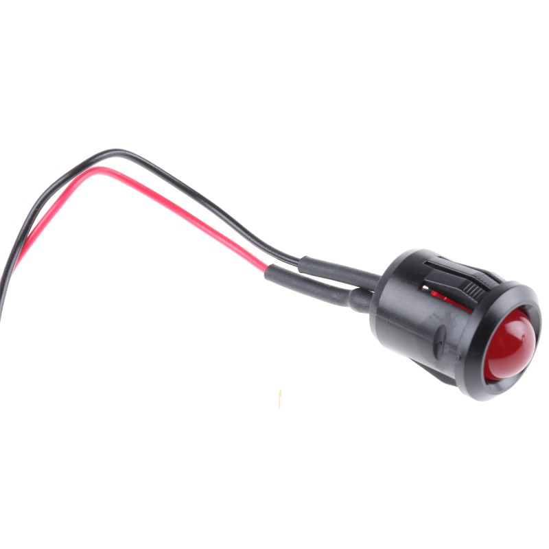 1 pcs - RS PRO Red Panel Mount Indicator, 24V dc, 14mm Mounting Hole Size, Lead Wires Termination