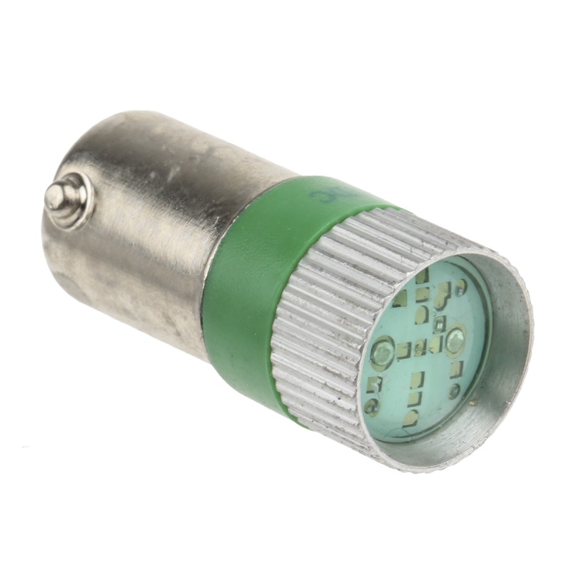 1 pcs - RS PRO Green LED Indicator Lamp, 24V dc, BA9s Base, 10mm Diameter, 170/160mcd