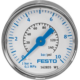 1 pcs - Festo Analogue Pressure Gauge 10bar Back Entry, MA-40-10-1/8-EN, 0bar min., 162835