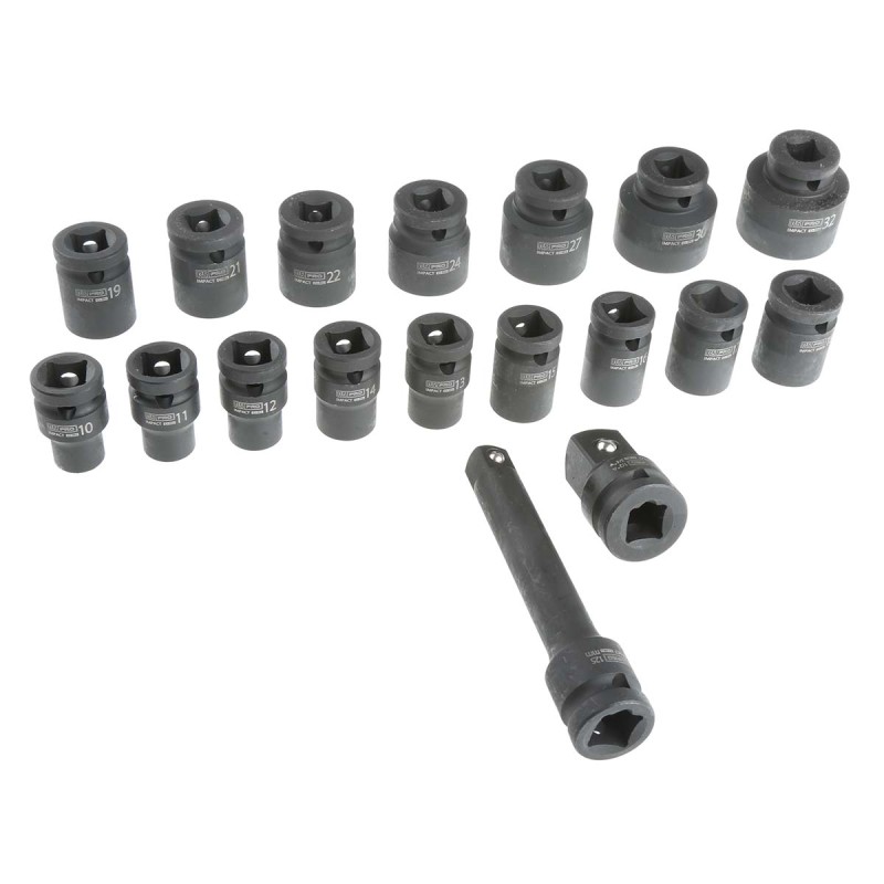 1 Set - RS PRO 18-Piece Metric 1/2 in Impact Socket Set , 6 point