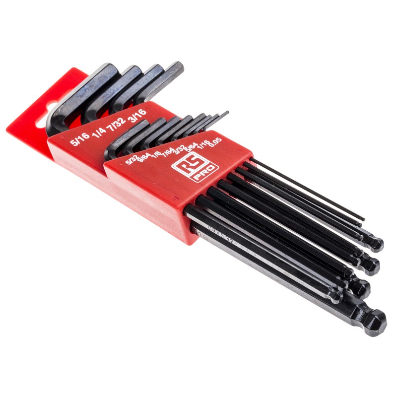 1 Set - RS PRO 12 piece L Shape Imperial Hex Key Set, 0.05 - 7/32in