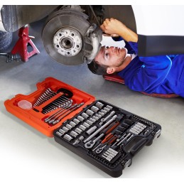 1 Set - Bahco 106-Piece Imperial, Metric 1/2 in, 1/4 in Deep Socket/Standard Socket/Spanner/Allen Key/Bit Set with Ratchet, 6