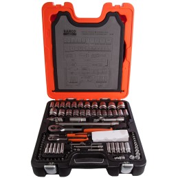 1 Set - Bahco 106-Piece Imperial, Metric 1/2 in, 1/4 in Deep Socket/Standard Socket/Spanner/Allen Key/Bit Set with Ratchet, 6