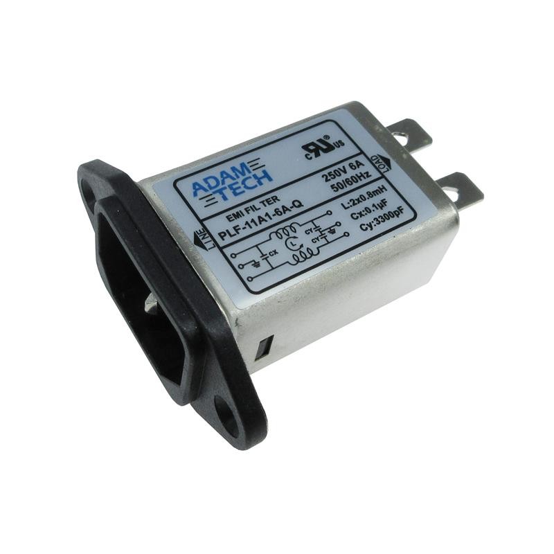 1 pcs : PLF-11A1-6A-Q - LINE FILTER 115V/250VAC 6A PNLMT