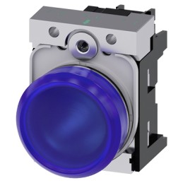 1 pcs - Siemens, SIRIUS ACT, Panel Mount Blue LED Indicator, 22mm Cutout, Round, 24V ac/dc