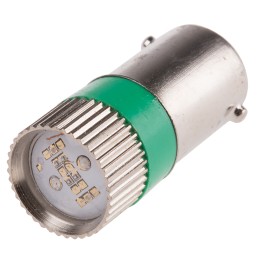 1 pcs - RS PRO Green LED Indicator Lamp, 28V dc, BA9s Base, 10mm Diameter, 170/160mcd
