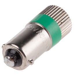 1 pcs - RS PRO Green LED Indicator Lamp, 28V dc, BA9s Base, 10mm Diameter, 170/160mcd