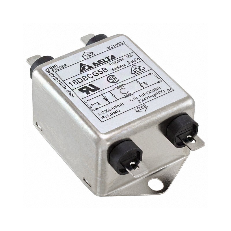1 pcs : 16DBCG5B - LINE FILTER 115V/250VAC 16A CHAS